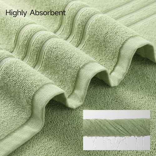 REDKISS Sage Towels Set 6 Piece Cotton Towel Sets with 2 Bath Towels, 2 Hand, 2 Washcloths, 650GSM Hotel Quality, Soft, Highly Absorbent Towels for Bathroom Gym, Ideal Everyday Use - color: Sage Green