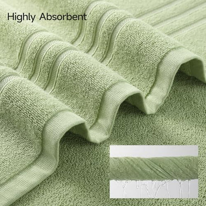 REDKISS Sage Towels Set 6 Piece Cotton Towel Sets with 2 Bath Towels, 2 Hand, 2 Washcloths, 650GSM Hotel Quality, Soft, Highly Absorbent Towels for Bathroom Gym, Ideal Everyday Use - color: Sage Green