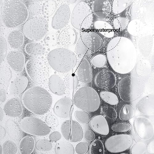 Plastic Shower Liner - Premium EVA 4G Shower Curtain Liner with Rustproof Grommets and 3 Weighted Magnets, Waterproof Shower Curtains for Bathroom (Cobblestone) - color: Cobblestone, size: 71"W x 71"L (Pack of 1)