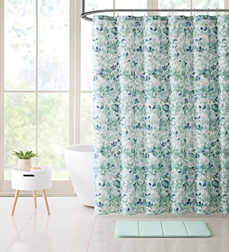 Serafina Home Hotel Quality Fabric Bathroom Shower Curtain: Lush Nature Leaf - Sage Green Grey Teal (Lush Nature, 72 x 70 inches) - color: Botanical