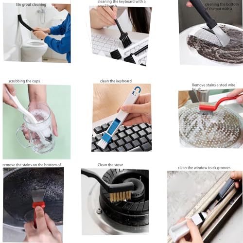 16 Pcs Crevice Cleaning Brush Set Multifunctional Hard Bristle Gap Cleaning Supplies Tool for Kitchen Window Track Grout Shower Cup Sink Corner Toilet Bathroom Cleaning Brushes Small Spaces