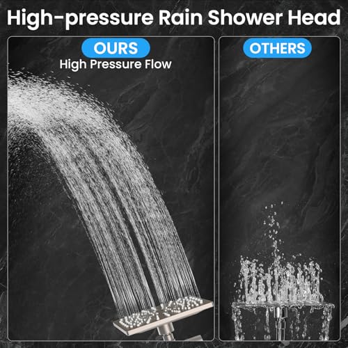 Veken Multi-Function Shower Head with Handheld, High Pressure, Starlight | Square Rainfall Showerhead with 5-mode Hand Held Spray, Dual Shower Heads Combo, Detachable Showerheads with Hose, Home Gifts - color: Starlight