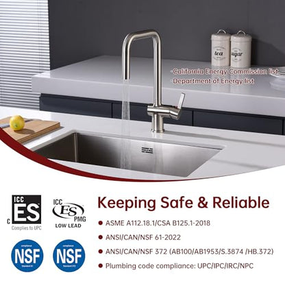SUMERAIN Pull Down Kitchen Sink Faucet with Sprayer, Brushed Nickel | Stainless Steel, Single Hole, Single Handle, Dual Spray Modes, 360° Swivel Spout, Easy Installation, Modern - color: Brushed Nickel
