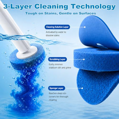 Disposable Toilet Brush and Holder Set with 24 Refills,Toilet Cleaning Wand | Wall Mounted Toilet Bowl Brush with Holder, Disposable Toilet Bowl Cleaner Wand for Bathroom Deep Cleaning and Hygienic