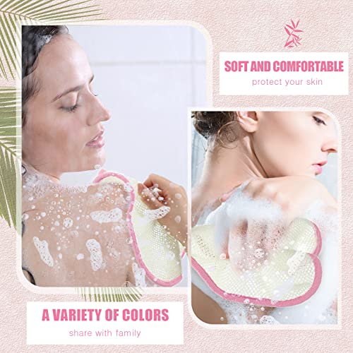 Tatuo 10 Count Popup Closed Exfoliating Wash Cloths for Body and Face Facial Bath Scrub Soft Weave Loofah Towel Exfoliate Bath Towel Remove Dead Skin Wash Cloth for Women Man (Pink Edge) - color: Pink Edge