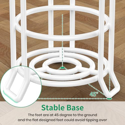 TomCare Toilet Paper Holder Stand Free Standing, Holds 4 Mega Rolls, White | Tool-Free Assembly, Detachable Metal Wire Frame, Powder-Coated Finish, Easy Storage and Flexible Bathroom Placement - color: White, size: Standard