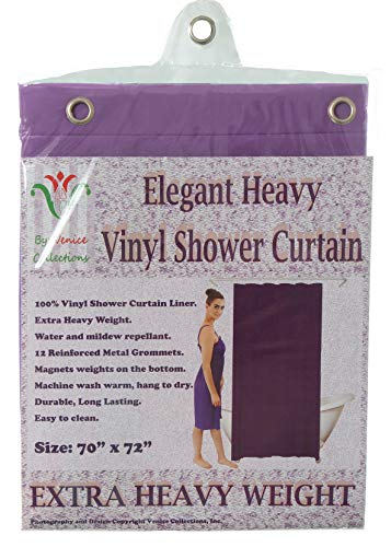 Venice Elegant Home Heavy Duty Vinyl Shower Curtain Liner with 12 Metal Grommets Purple - color: Purple