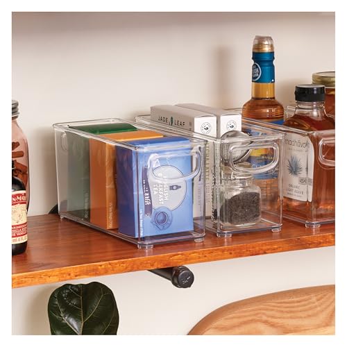 iDesign Slim Clear Plastic Stackable Storage Bin, Tall Narrow, 4-Pack | Kitchen or Pantry Organizer - style: Pack of 4