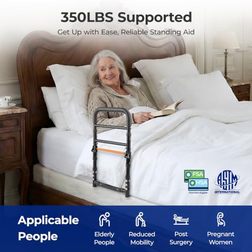 C1 Fold Bed Rails for Elderly Adults Safety - Bed Assist Rail with Adjustable Height, Tool-Free One-Hand Foldable Bed Rails for Seniors - size: C1F (Foldable NEW)