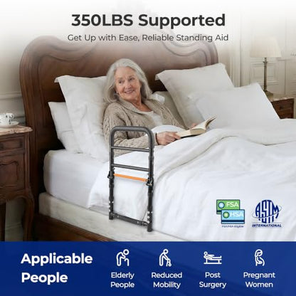 C1 Fold Bed Rails for Elderly Adults Safety - Bed Assist Rail with Adjustable Height, Tool-Free One-Hand Foldable Bed Rails for Seniors - size: C1F (Foldable NEW)