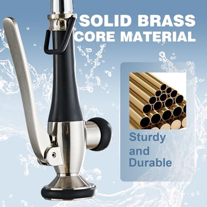 Kitchen Faucet Replacement Head, Spray Head with Stream & Spray Functions, High-Pressure Anti-Clog Nozzle, Easy Install, Fits Most Kitchen Faucets, Brushed Nickel - color: Commercial Style Spray Head - Brushed Nickel