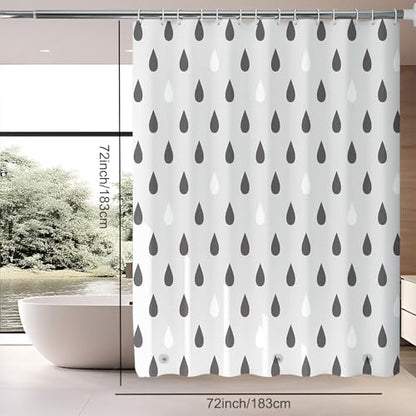 TIKABC Shower Curtain Liner, 4G PEVA Shower Liner, Plastic Waterproof Shower Curtains, 72x72 inch with Grommet Holes 3 Magnetic Weights - color: Black Raindrops