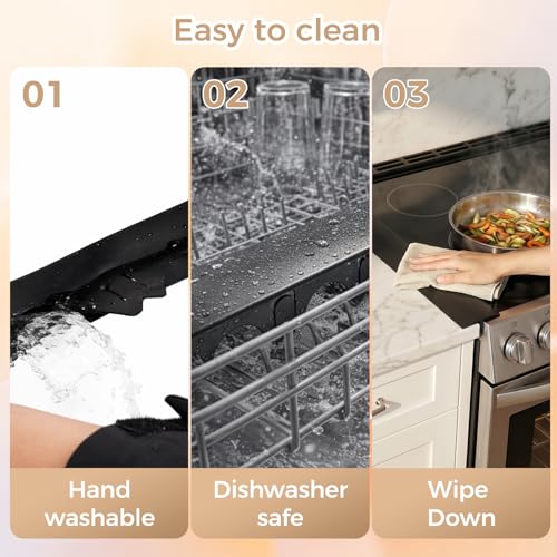 Silicone Stove Gap Covers with Stainless Steel, Oven Gap Filler Seals Gaps Between Stovetop and Counter, Stove Gap Guards Range Trim Kit, Easy to Clean Stove Gap Guard (Black 2 Pack,25") - color: Black, size: 25 inches