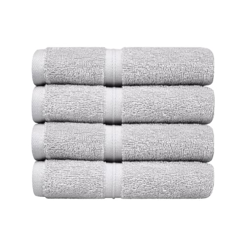 Luxury & Soft Wash Cloths Set of 4 (12" x 12") Hotel Quality, Versatile as, Face Drying Towels, Soft Washcloths, Hair Towels, Hand Towels, Makeup Towels -%100 Cotton - Silver Gray - color: Silver Gray
