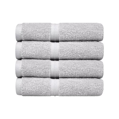 Luxury & Soft Wash Cloths Set of 4 (12" x 12") Hotel Quality, Versatile as, Face Drying Towels, Soft Washcloths, Hair Towels, Hand Towels, Makeup Towels -%100 Cotton - Silver Gray - color: Silver Gray
