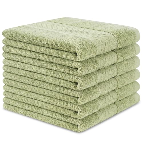 Washcloths Set, 6-Pack Cotton Wash Cloths,13x13 Inch, Grass Green | Highly Absorbent and Soft Feel Fingertip Towels, Machine Washable Washcloths for Bathroom, Gym, Hotel, Spa and Kitchen - color: Grass Green 6 Pack