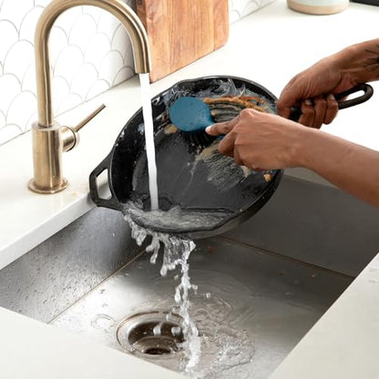 Full Circle Clean Ocean, Heavy Duty Dish Brush, Tough Bristles and Built-in Scraper, Perfect for Cast Iron, Sustainably Made 100% from Recycled Ghost Fishing Nets - size: Heavy-Duty Dish Brush