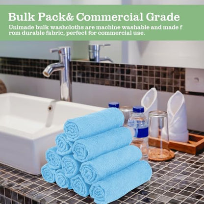 Washcloths Bulk 100 Pack Face Towels, Highly Soft Wash Cloths | Hand Towels, Fast Drying Multi-Purpose Microfiber Cleansing Cloths for Bathroom, Hotel, Spa, and Salon Blue (12" x 12") - color: Blue, size: 100Pack
