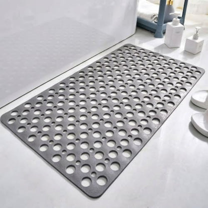 Casa and Beyond Shower Mat, Secure Shower Mat-Non-Slip, Washable Non-Slip Bathtub Mats, with Suction Cups and Drain Holes, Soft Textured Design, Easy to Clean for Bathroom (Grey, 47.2" x 31.5") - color: Grey, size: 47.2" x 31.5" (Rectangular)