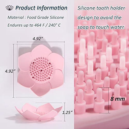 2 Pack Silicone Soap Tray Dishes Soap Holder Saver Draining Bathroom Shower Sink Bathtub - color: 2 Pack, Pink + Blue