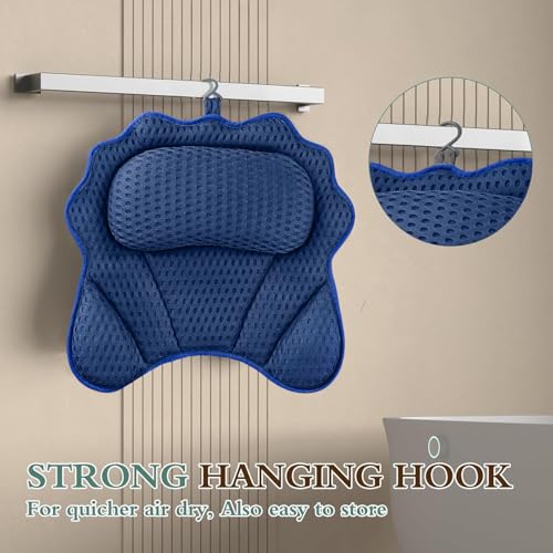 Bath Pillow RUVINCE Ergonomic Luxury Bathtub Pillow with Head,Neck, Shoulder and Back Support, 4D Bath Pillows for tub with 6 Powerful Suction Cups, Fits All Bathtub, Spa Tub, Hot Jacuzzi (Dark Blue) - color: Dark Blue