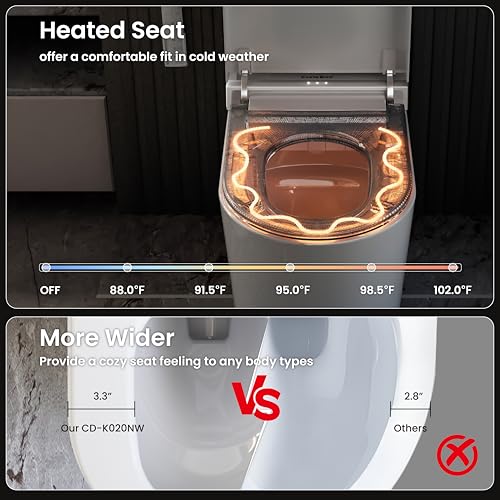 Smart Toilet with Bidet Built in, Foot Sensor, 1.28GPF(CD-K020) | Bidet Toilet with Wider Heated Seat, Warm Water & Dryer, Auto Flushing, Night Light, Remote Control - color: CD-K020
