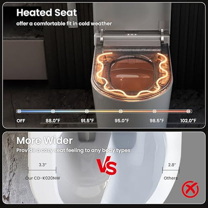 Smart Toilet with Bidet Built in, Foot Sensor, 1.28GPF(CD-K020) | Bidet Toilet with Wider Heated Seat, Warm Water & Dryer, Auto Flushing, Night Light, Remote Control - color: CD-K020