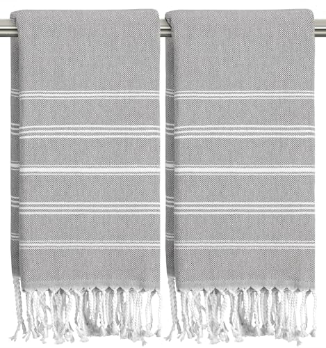 cabanana Hand Towels for Bathroom - 2-Pack,20x30 Inch-100% Cotton,Turkish Bathroom Hand Towels,Super Absorbent & Quick-Dry Soft for Bath, Kitchen, Spa, Face, Hair, Dishcloth (Gray) - color: Grey 20x30