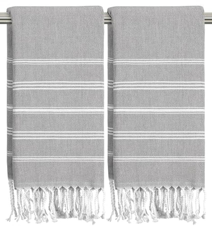 cabanana Hand Towels for Bathroom - 2-Pack,20x30 Inch-100% Cotton,Turkish Bathroom Hand Towels,Super Absorbent & Quick-Dry Soft for Bath, Kitchen, Spa, Face, Hair, Dishcloth (Gray) - color: Grey 20x30