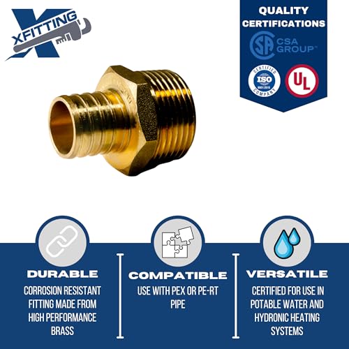 2 Pack XFITTING 1 inch Pex x 1 inch Male NPT Adapter, 1" Pex MNPT - size: 1" Pex x 1" Male