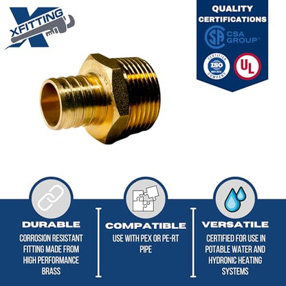 2 Pack XFITTING 1 inch Pex x 1 inch Male NPT Adapter, 1" Pex MNPT - size: 1" Pex x 1" Male