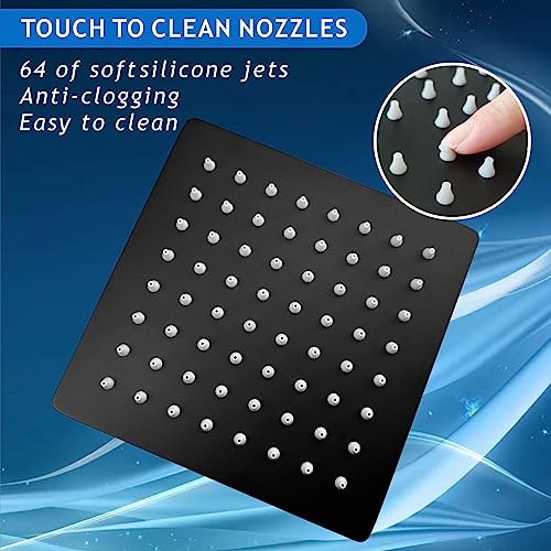 Voolan Rain Shower head, High Pressure Shower Head Made of 304 Stainless Steel, Relaxed Shower Experience Even at Low Water Flow and Pressure (6" Black) - color: Matte Black, size: 6 Inch