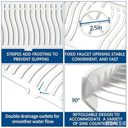 EBIGIC Kitchen Sink Splash Guard-24 x 5.8'' Ultrathin Silicone Sink Mat Splash Guard fit for Countertop, Bathroom,Farmhouse,RV (White) - color: White, size: 24”x 5.8”