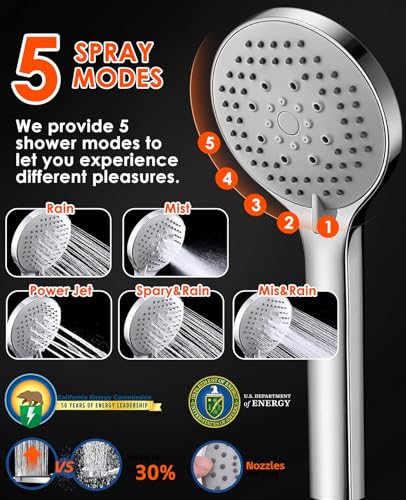 10 Inch Rainfall Shower Head with Handheld Combo and Extension Arm | Large rainfall shower head set with handheld sprayer, 11 inch adjustable arm, 59 inch hose, standard 1/2 inch wall connection - color: Polished, size: 10 Inch