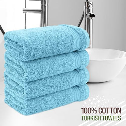 American Veteran Towel, Hand Towels for Bathroom Set of 4, 100% Cotton Turkish Hand Towel Sets, Soft Hand Face Towels, Sky Blue Hand Towels - color: Sky Blue, size: 16x28