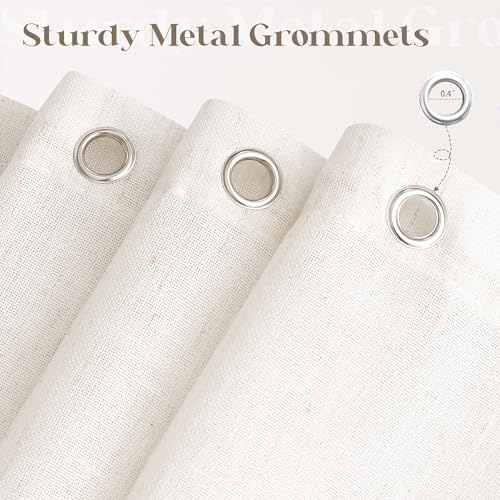 Cream Linen Shower Curtain for Bathroom Water Repellent 72x72 Inch | Natural Neutral, Boho Farmhouse Aesthetic, Shower Curtains, Bath, Sheer, Cloth Fabric, Drapes with Hooks Sets, 72 x 72 Inches - color: Natural, size: 72"W x 72"L (Pack of 1)