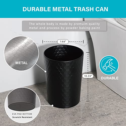 Bathroom Accessory Set - 6 Pcs Black Bathroom Accessories Set with Trash Can, Toothbrush Holder, Toothbrush Cup, Soap Dispenser, Soap Dish, Toilet Brush with Holder - Accessoire Salle de Bain - color: Black Effect