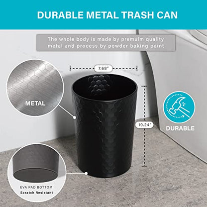 Bathroom Accessory Set - 6 Pcs Black Bathroom Accessories Set with Trash Can, Toothbrush Holder, Toothbrush Cup, Soap Dispenser, Soap Dish, Toilet Brush with Holder - Accessoire Salle de Bain - color: Black Effect