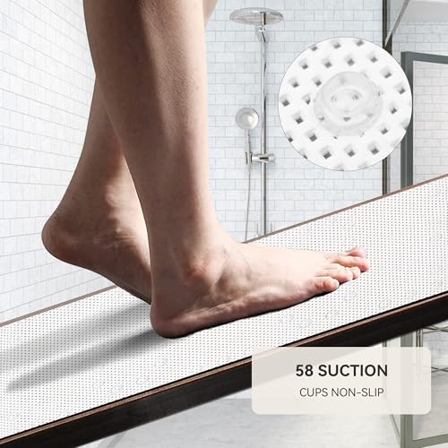 Bathtub Mat Non Slip, Soft Foam Bath Mat for Tub, Bathtub Mat with Drain Holes, Suction Cups Shower Mat (White, 36''X17'') - color: White