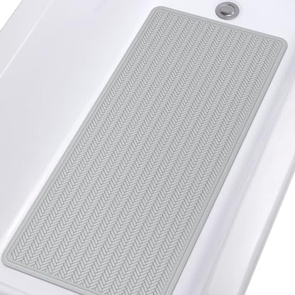 OTHWAY Bathtub Mat Non Slip, Extra Long Rubber Bath Mat for Tub, Machine Washable Shower Anti Slip Mat with 332 Strong Suction Cups (A Little Grey, 36" x 17") - color: A Little Grey, size: 36" x 17" (Rectangular)