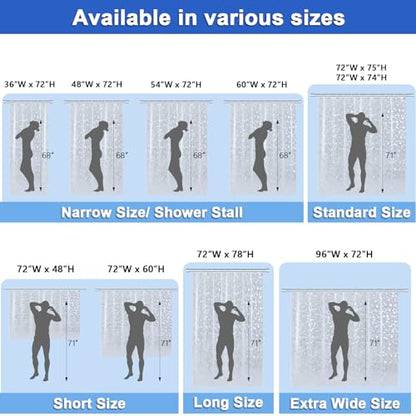 36x72 Shower Curtain Liner, EVA Vinyl Small Narrow Shower Curtain Liner with 2 Weighted Magnets and rustproof Metal Grommets for Bathroom,Non-Toxic Waterproof No Smell Shower Liner - color: Clear Pebble 8g, size: 36"W x 72"L (Pack of 1)