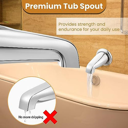 Dreyoo Tub Spout, Tub Faucet for Bathtub (Chrome,Without Diverter) | Bathroom Bathtub Faucet with Adapters, Hex Wrench, Universal Faucet for Bathtub Fits 1/2" Copper Pipe, 1/2" IPS and 3/5" IPS - color: Chrome, style: Without Diverter
