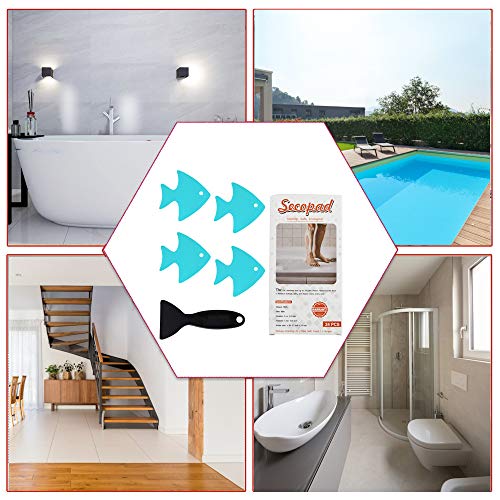 Secopad Bathtub Stickers Non-Slip, 24 PCS Safety Shower Treads Adhesive Appliques with Premium Scraper (Blue) - color: Blue