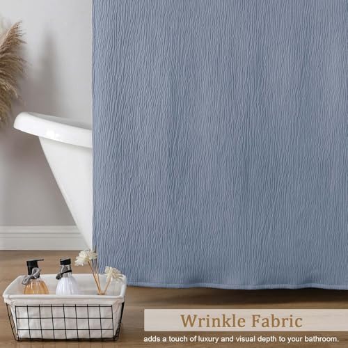 Aiyufeng Fabric Sky Blue Long Shower Curtain for Bathroom, 3D Textured Pattern Shower Curtain Hotel Spa Quality, Boho Bathroom Curtain Modern Style Soft Cloth Luxury, Machine Washable,72x84 Inches - color: Sky Blue, size: 72"W x 84"L (Pack of 1)