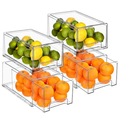 Sorbus Plastic Storage Bins Stackable Clear Pantry Organizer Box Bin for Organizing Kitchen Fridge, Food, Snack Pantry, Fruit, Vegetables, Bathroom, Wide & Narrow Deep (4 Pack) - size: 4 Pack