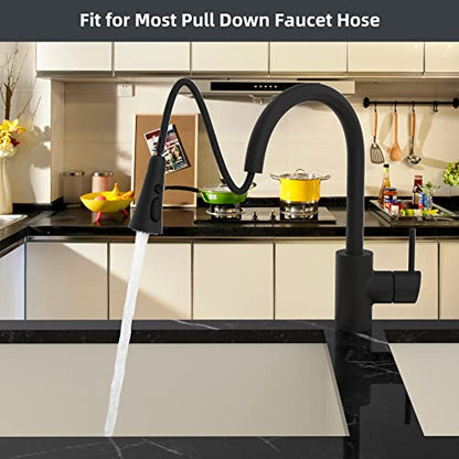 Hibbent Pull Down Kitchen Faucet Head Replacement with 12 Adapters, NSF/ANSI/CAN 61 & CUPC Certified 3-Function Sink Spray Nozzle, Compatible with Moen, Delta, Kohler Faucets, Matte Black - color: Matte Black
