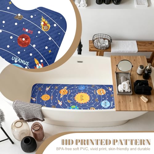 Space Bathtub Mat Non Slip with Drain Holes and Suction Cups Bath Mat 40x16 Inch Tub Mats Shower Mats for Kids - color: Space