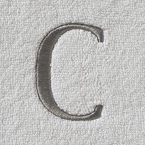SKL Home Casual Monogram Hand Towel Set, C, 16x26, White 2 Count - color: Casual Monogram Hand Towel Set, size: Hand Towel Set, style: C