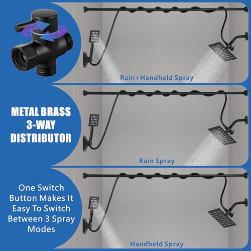 Voolan Dual Shower Head for Couples, High Pressure Rain Showerhead and Handheld Spray Combo, Adjustable Double Shower Heads for 2 People Bathroom (Black) - color: Matte Black