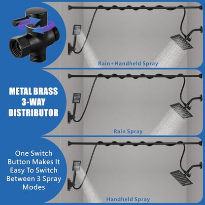 Voolan Dual Shower Head for Couples, High Pressure Rain Showerhead and Handheld Spray Combo, Adjustable Double Shower Heads for 2 People Bathroom (Black) - color: Matte Black